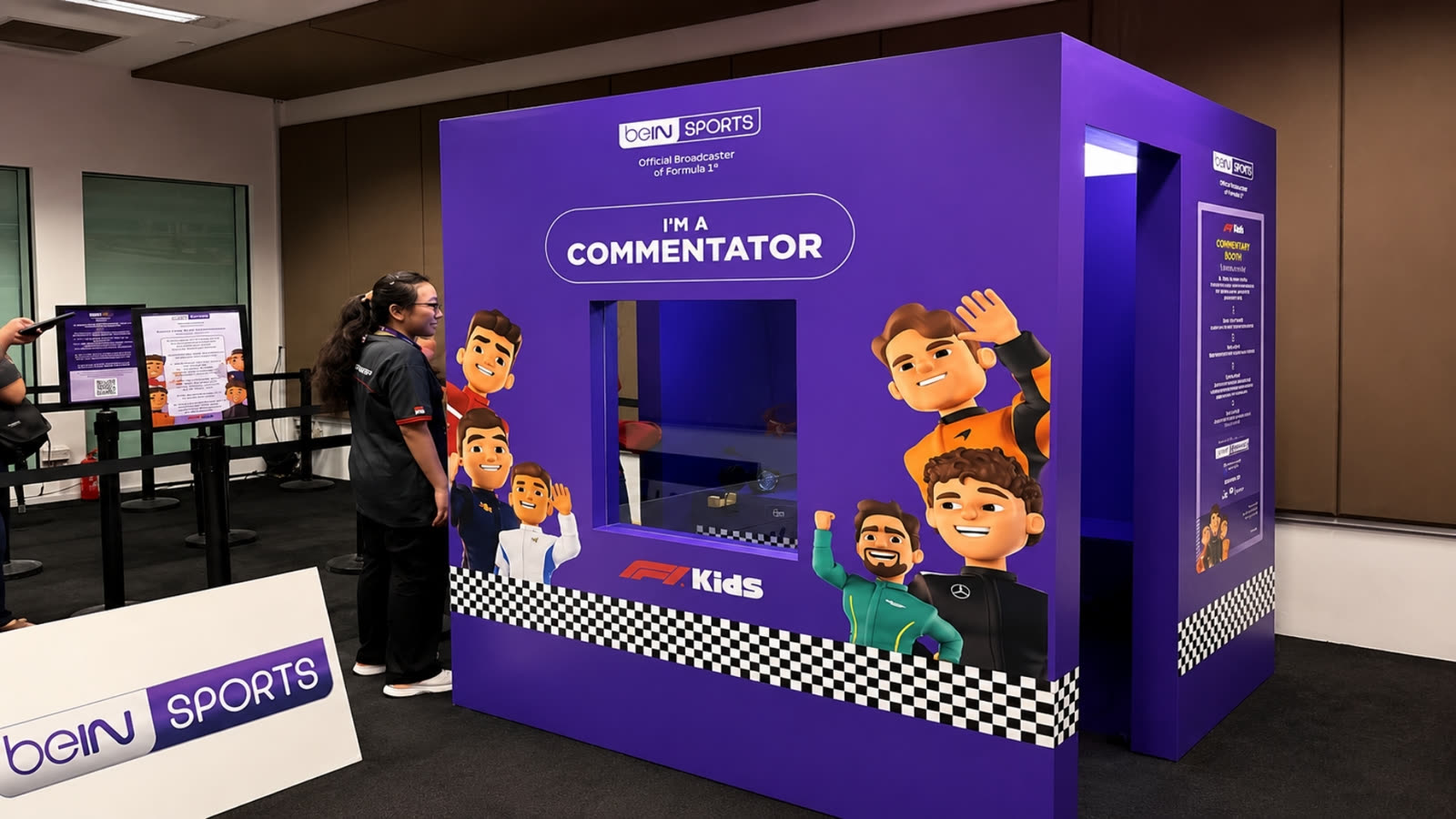 Fans at the beIN SPORTS F1 commentary booth powered by qiksense — image 1