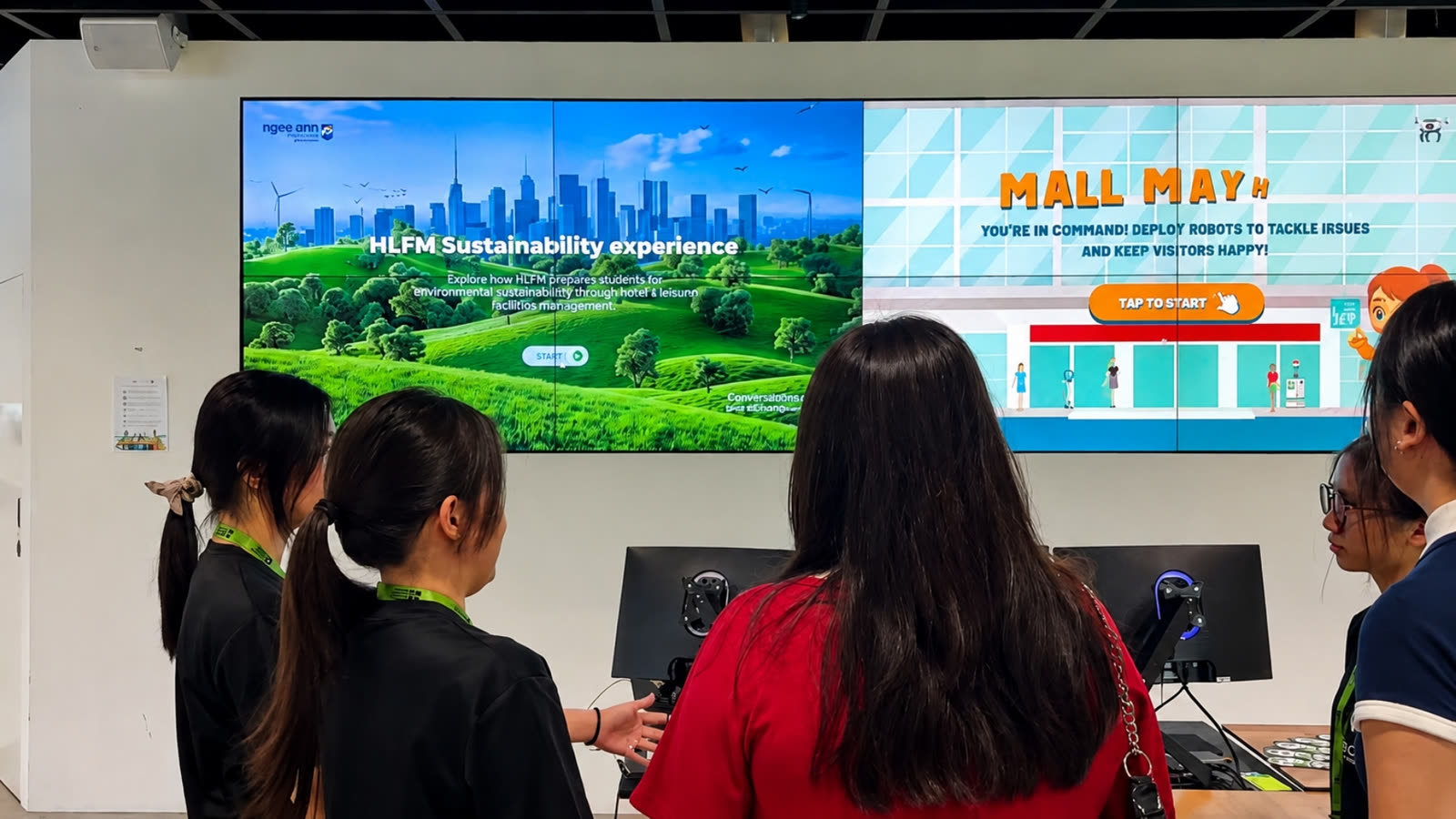 Ngee Ann Polytechnic prospective students exploring the interactive open house activity with qiksense.