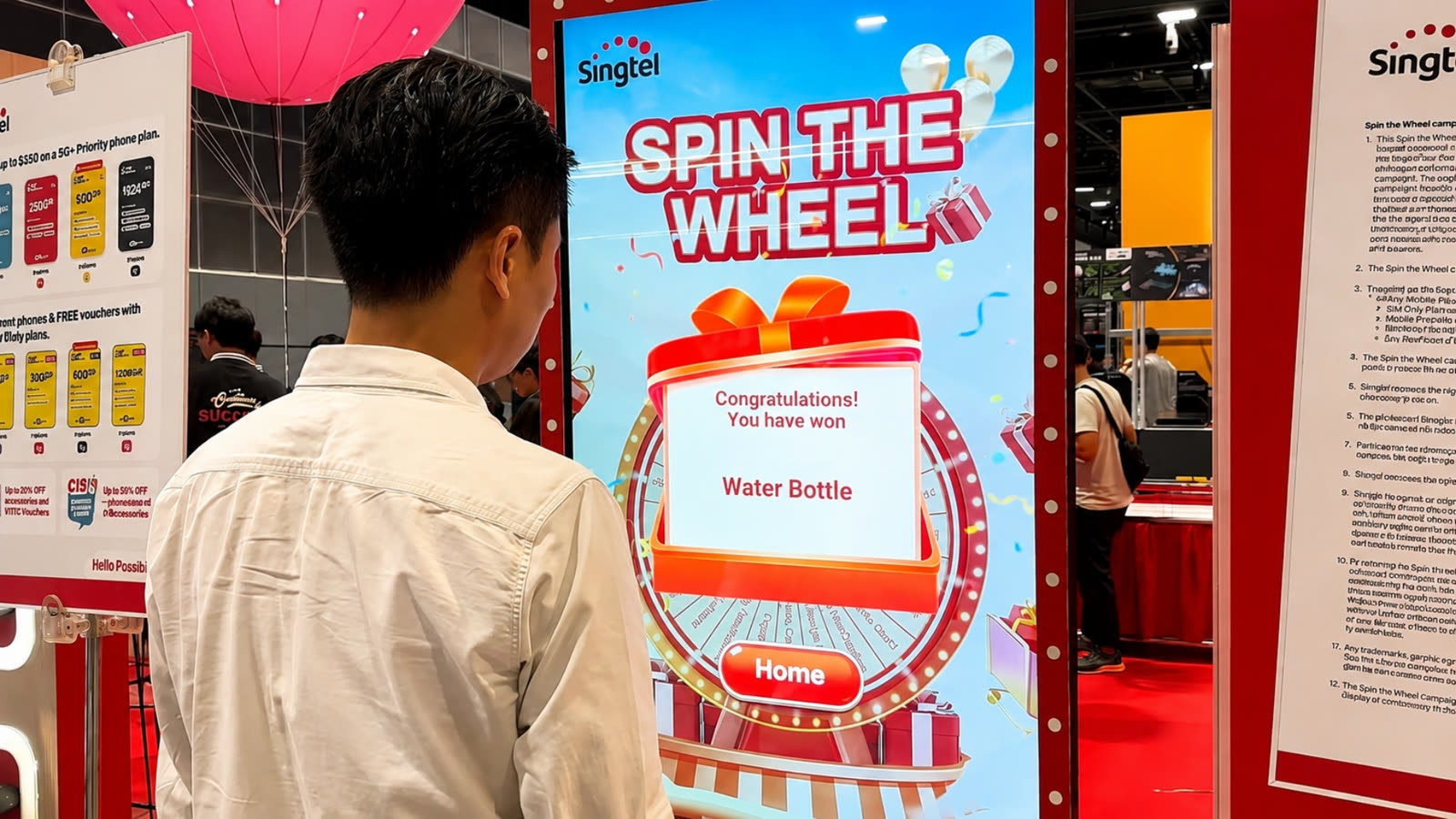 Singtel Spin the Wheel Reward module built with qiksense.