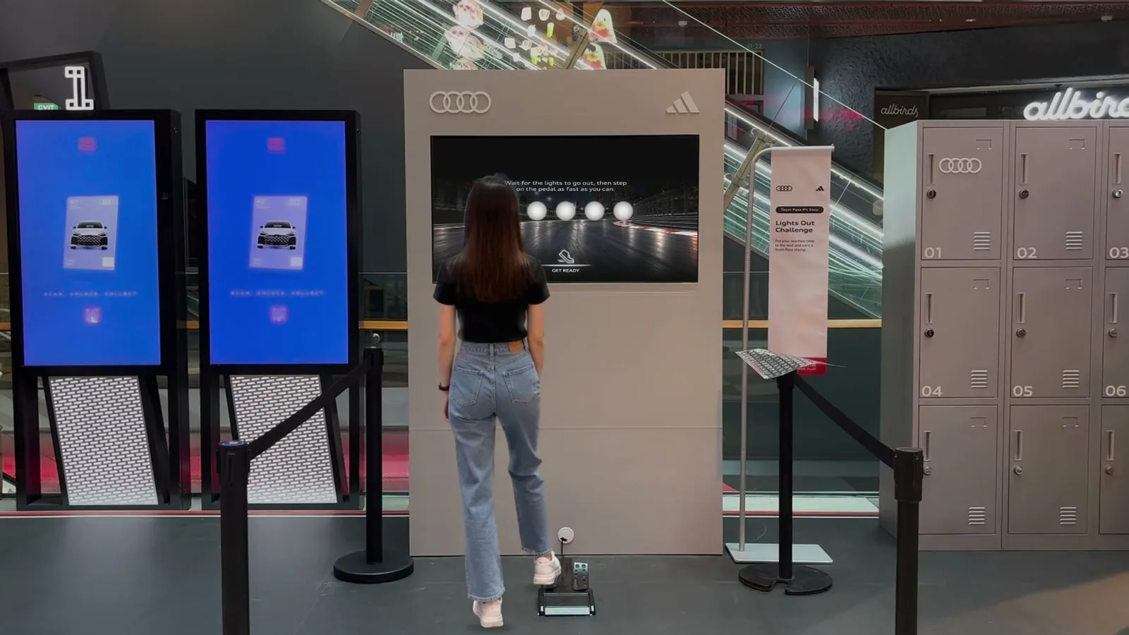 A player watching the start lights at the Audi and adidas Lights Out Challenge in Funan