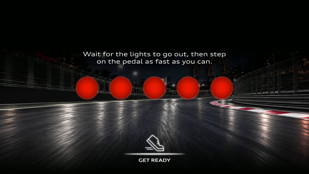 All five red lights on, just before they go out