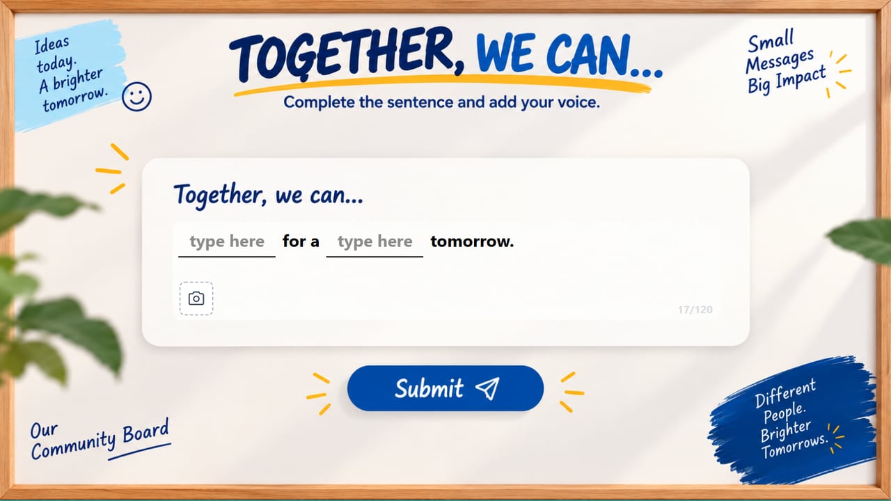 Phone screen with a sentence and blanks for the guest to fill in