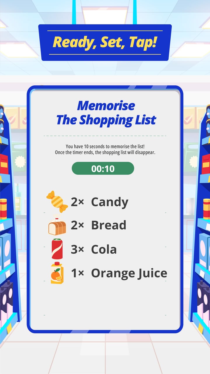 The shopping list to memorise