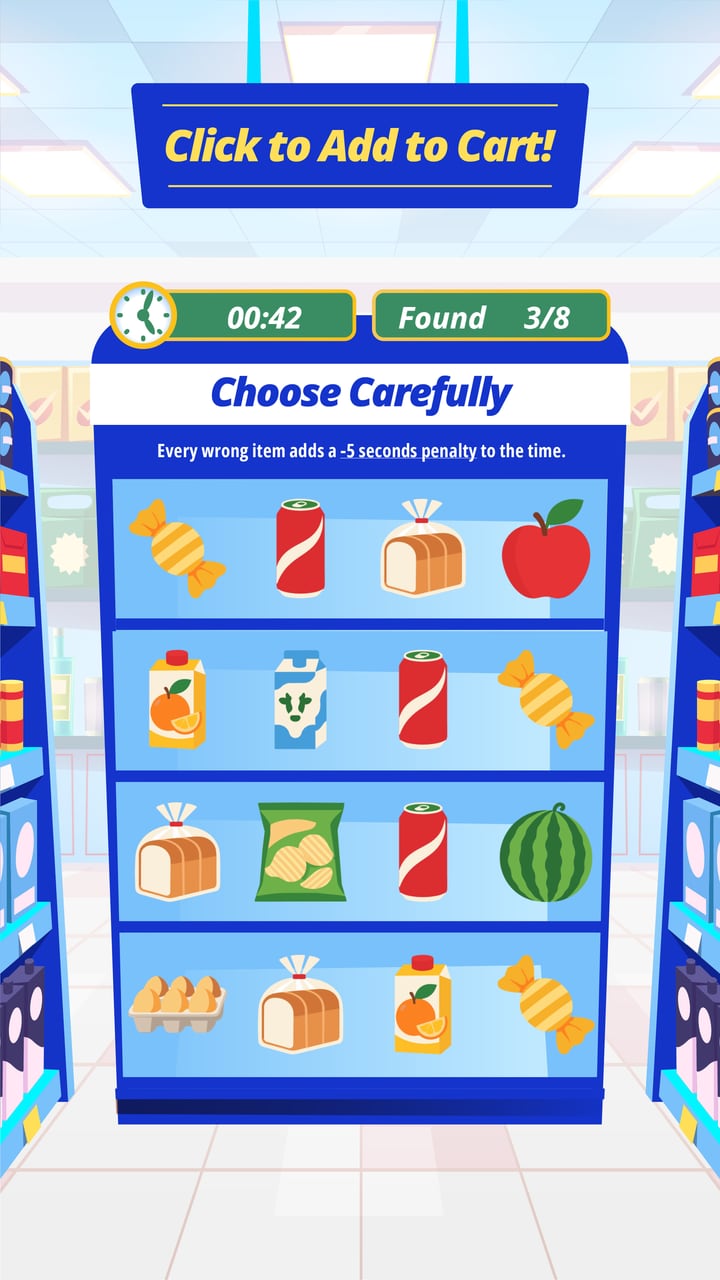The shelf with the timer and the items found