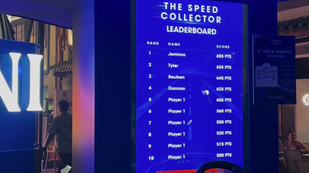 The Speed Collector leaderboard with the top ten scores