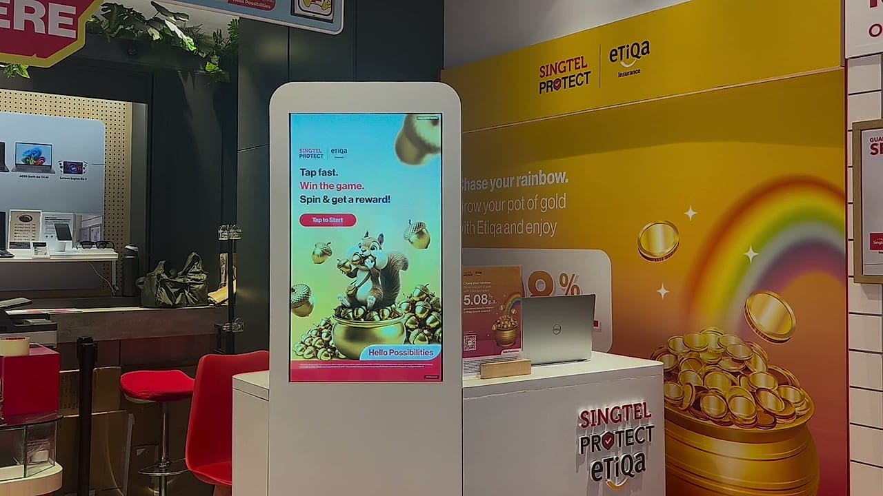 Singtel Protect and Etiqa in-store reward game
